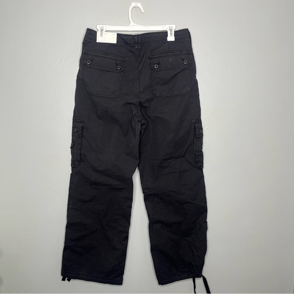 American Eagle Black Stretch Baggy Jogger High Rise Cargo Utility Pants NWT P - Picture 2 of 8